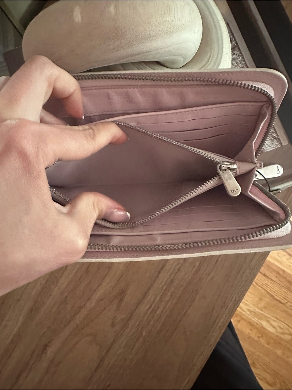 Christian Dior Zip Around Wallet in Blush Pink and Cream - Picture 7 of 7